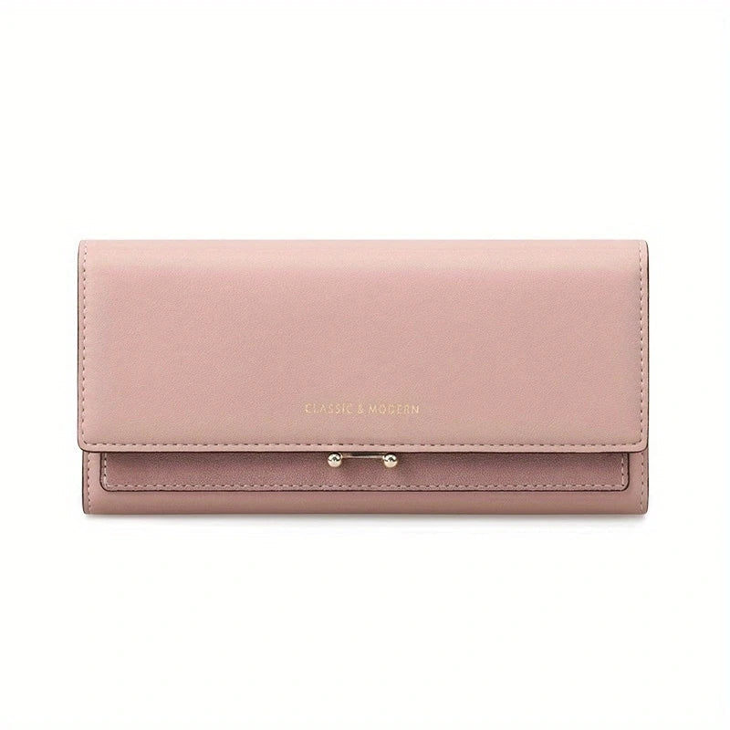 Luxury Long Wallet Clutch with Card Slots and Phone Holder for Everyday Elegance