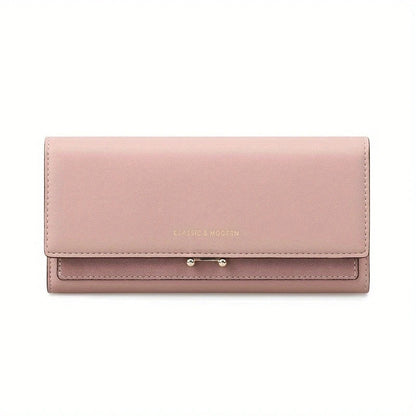 Luxury Long Wallet Clutch with Card Slots and Phone Holder for Everyday Elegance