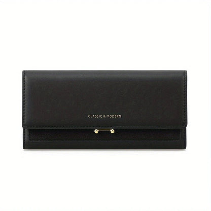 Luxury Long Wallet Clutch with Card Slots and Phone Holder for Everyday Elegance