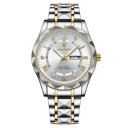 Luxury Men's Watch with Stainless Steel Band and Luminous Display