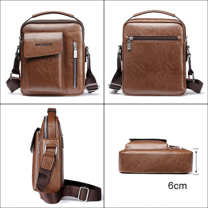 Luxury PU Leather Shoulder Bag for Men Crossbody Satchel