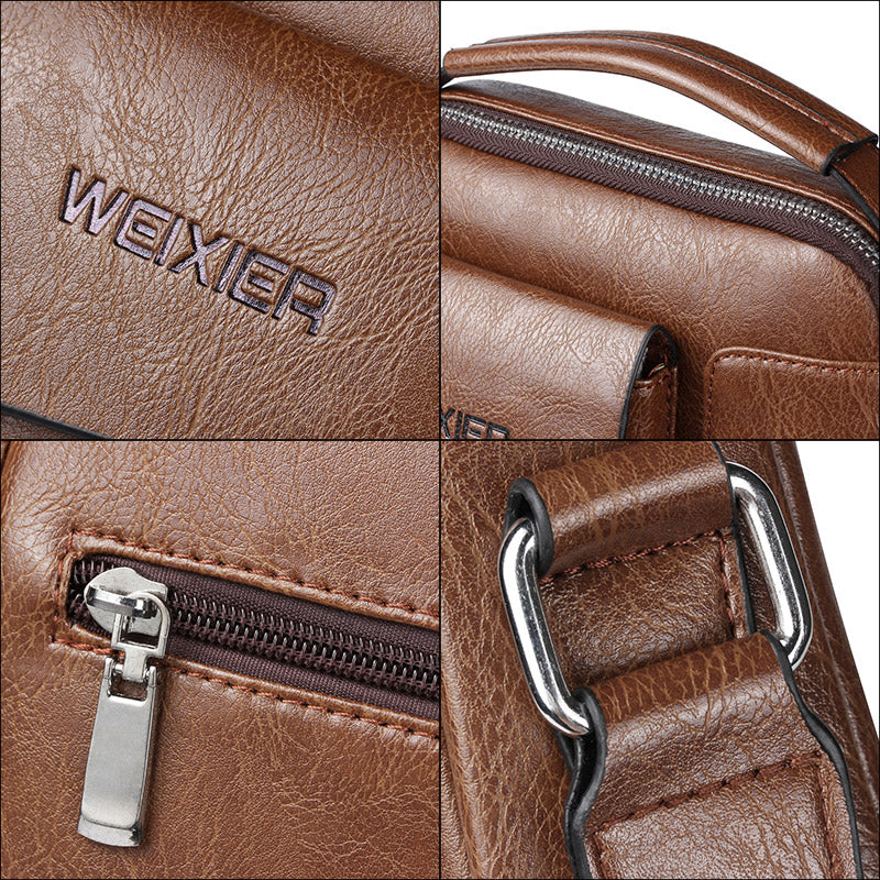 Luxury PU Leather Shoulder Bag for Men Crossbody Satchel