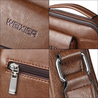 Luxury PU Leather Shoulder Bag for Men Crossbody Satchel