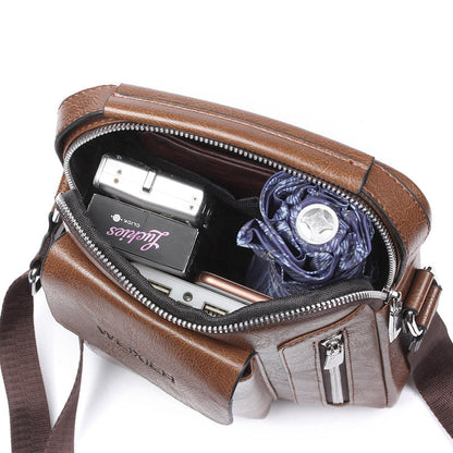 Luxury PU Leather Shoulder Bag for Men Crossbody Satchel