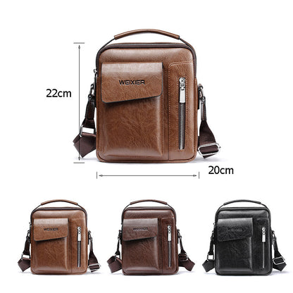 Luxury PU Leather Shoulder Bag for Men Crossbody Satchel