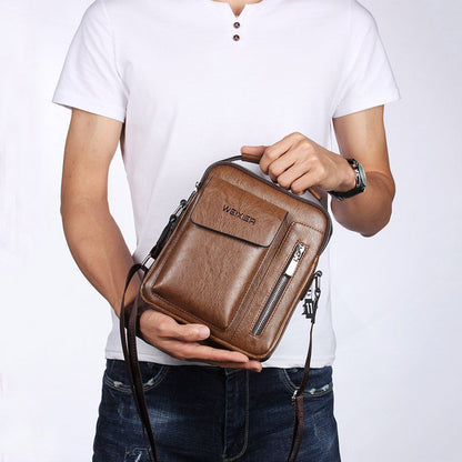 Luxury PU Leather Shoulder Bag for Men Crossbody Satchel
