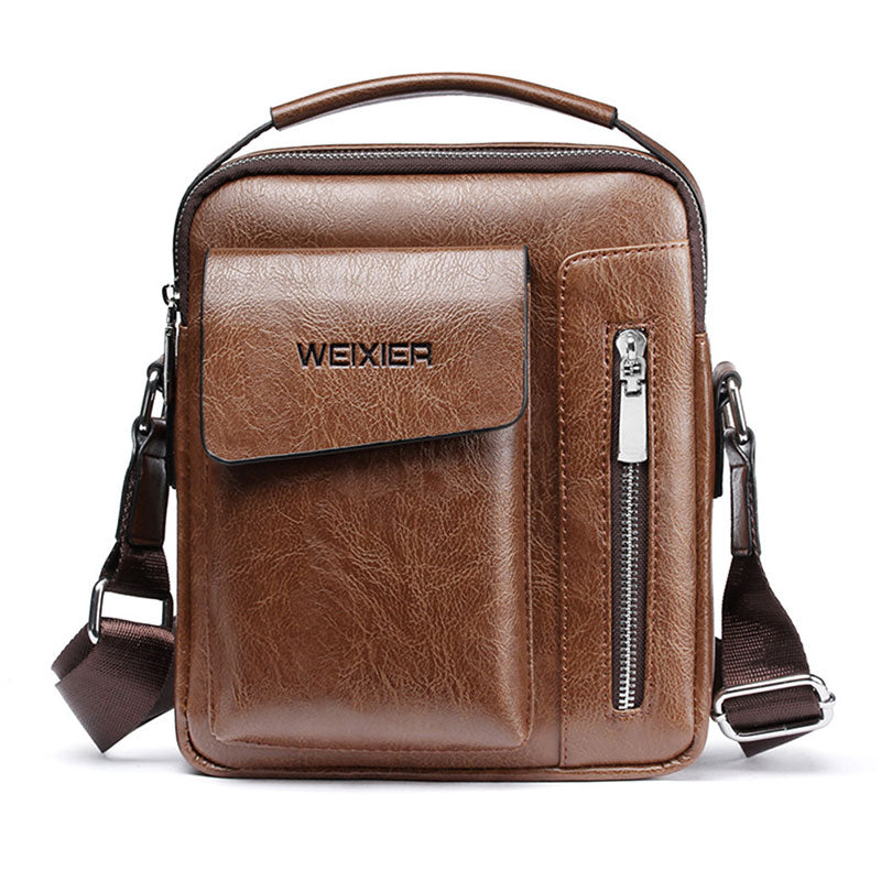 Luxury PU Leather Shoulder Bag for Men Crossbody Satchel