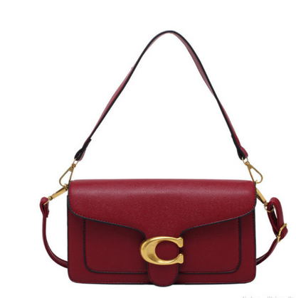 Luxury Vegan Leather Handbag with Gold and Brown Details