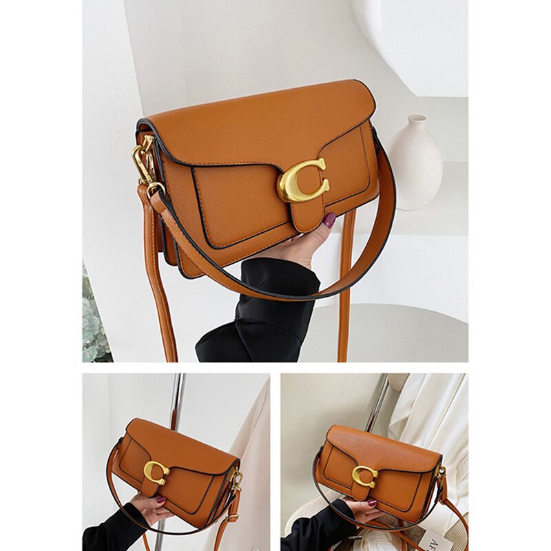 Luxury Vegan Leather Handbag with Gold and Brown Details