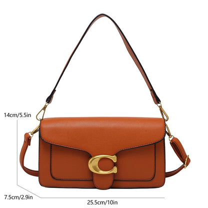 Luxury Vegan Leather Handbag with Gold and Brown Details