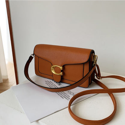 Luxury Vegan Leather Handbag with Gold and Brown Details