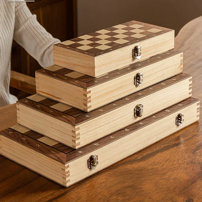 Luxury Wooden Magnetic Chess Set with Foldable Board for Travel and Classic Gameplay