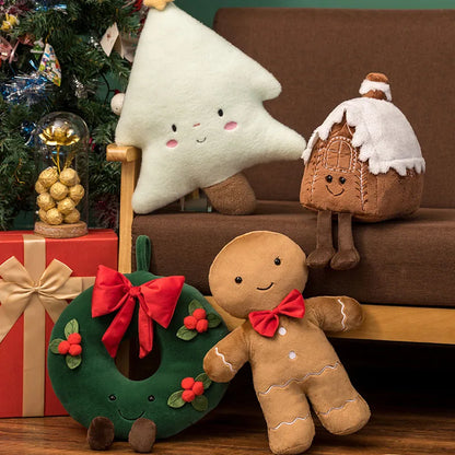 Magical Christmas Gingerbread Plush Toy Soft Fluffy Holiday Cushion