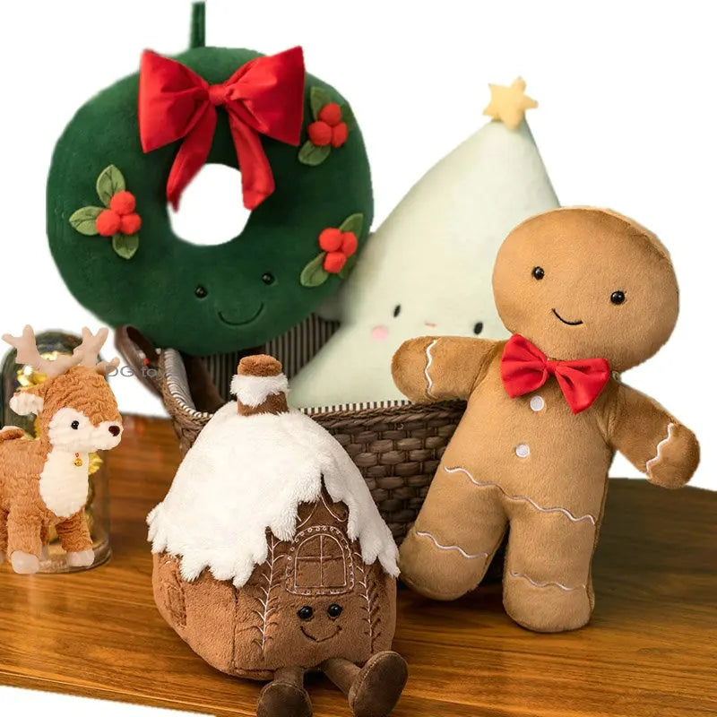 Magical Christmas Gingerbread Plush Toy Soft Fluffy Holiday Cushion