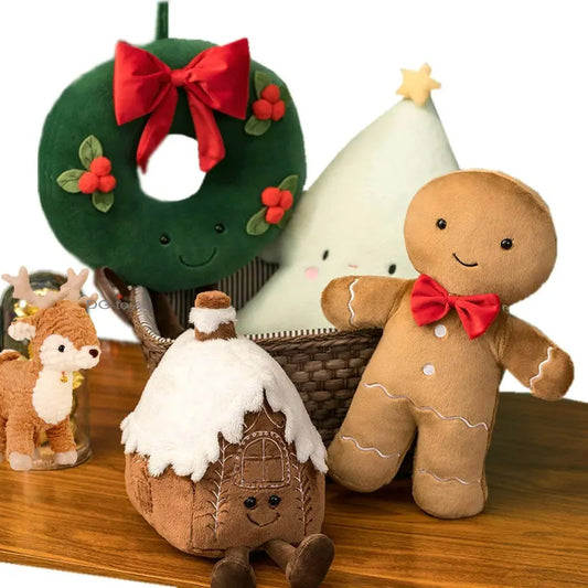 Magical Christmas Gingerbread Plush Toy Soft Fluffy Holiday Cushion