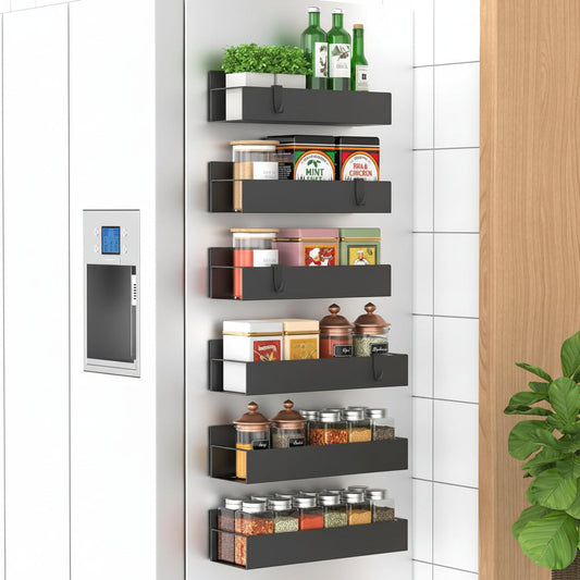 Estante magnético para especias, organizador para refrigerador, estante metálico de almacenamiento para cocina