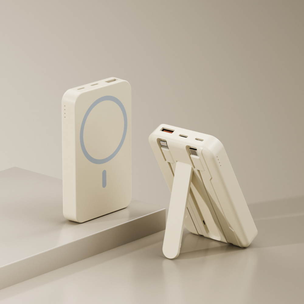 Magnetische draadloze powerbank, 10000mAh, draagbare oplader met standaard
