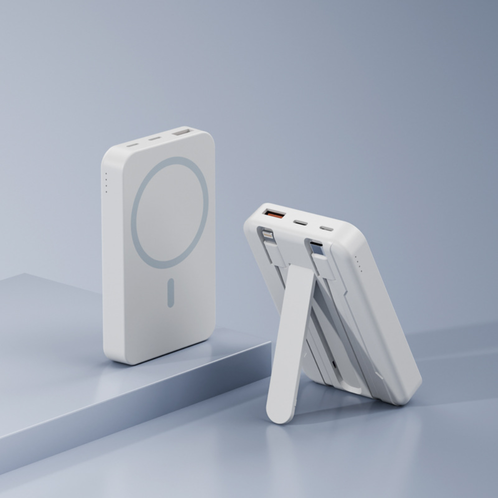 Magnetische draadloze powerbank, 10000mAh, draagbare oplader met standaard