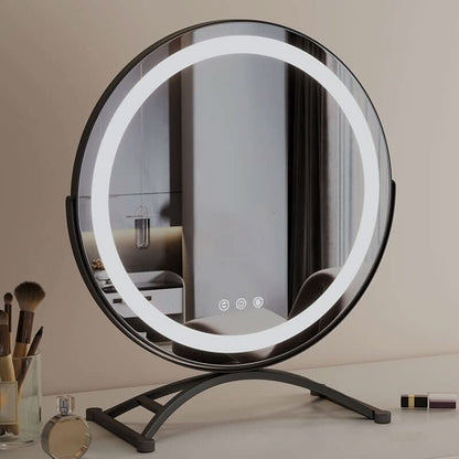 Makeup Mirror with Touch Control, Adjustable LED Lighting and 360° Rotation