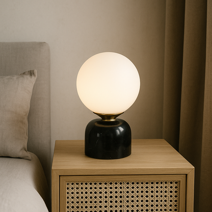 Marnor Marble Table Lamp with Glass Shade Minimalist Ambient Lighting