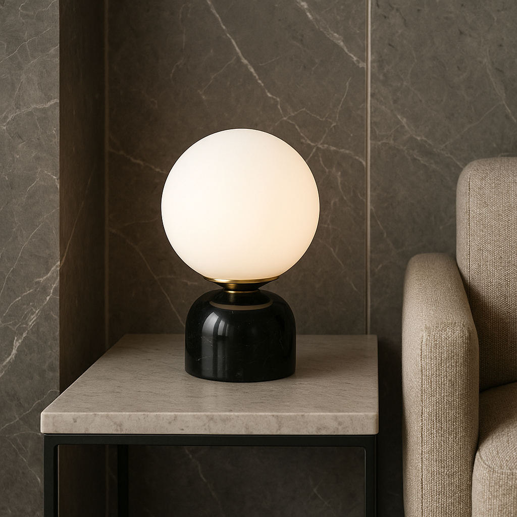 Marnor Marble Table Lamp with Glass Shade Minimalist Ambient Lighting