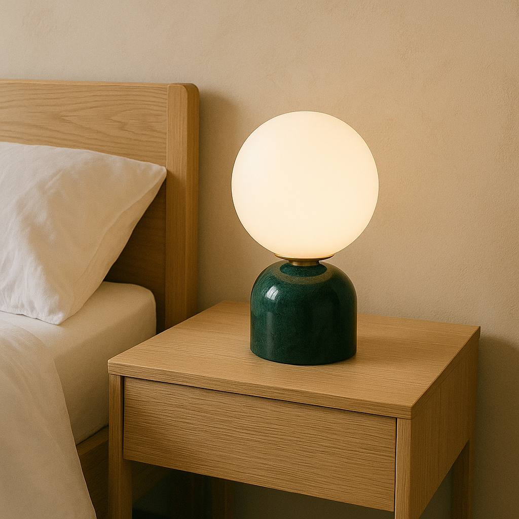 Marnor Marble Table Lamp with Glass Shade Minimalist Ambient Lighting