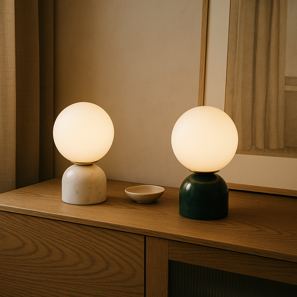 Marnor Marble Table Lamp with Glass Shade Minimalist Ambient Lighting