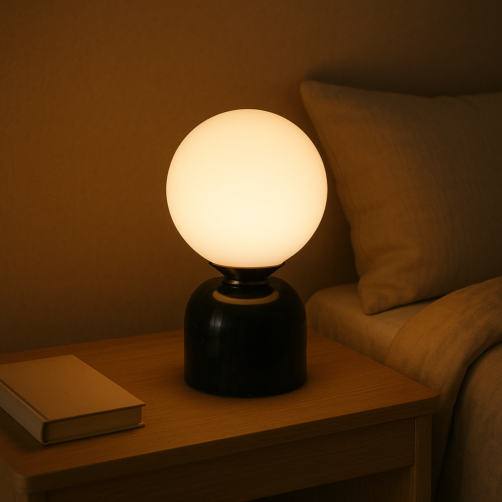 Marnor Marble Table Lamp with Glass Shade Minimalist Ambient Lighting
