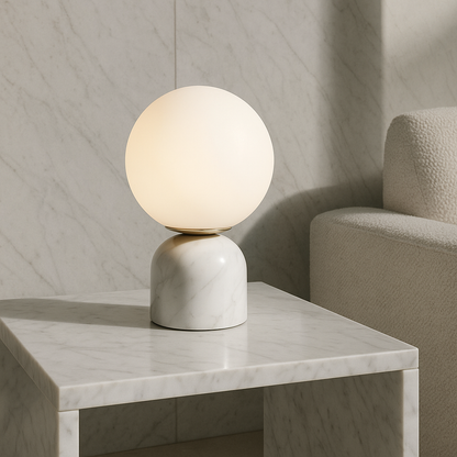 Marnor Marble Table Lamp with Glass Shade Minimalist Ambient Lighting
