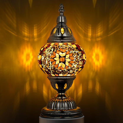Marrakech Mosaic Glass Table Lamp Handcrafted Bronze Base