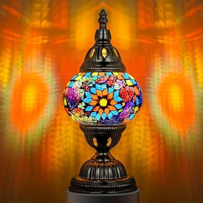 Marrakech Mosaic Glass Table Lamp Handcrafted Bronze Base