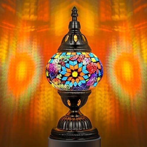 Marrakech Mosaic Glass Table Lamp Handcrafted Bronze Base