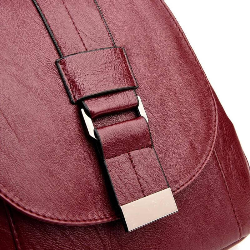 Marzen Genuine Leather Anti Theft Backpack with Soft Sheepskin Design and Secure Back Zipper