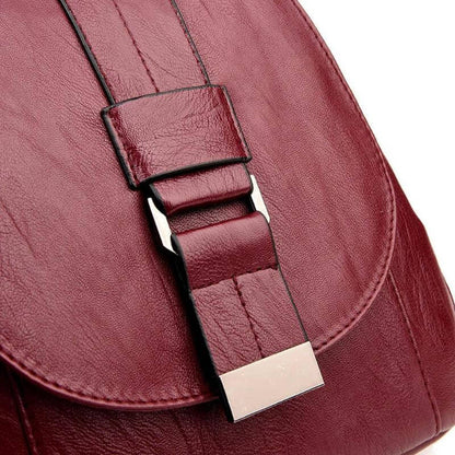 Marzen Genuine Leather Anti Theft Backpack with Soft Sheepskin Design and Secure Back Zipper