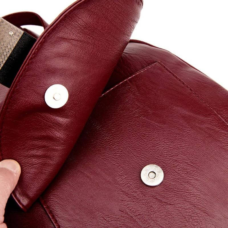 Marzen Genuine Leather Anti Theft Backpack with Soft Sheepskin Design and Secure Back Zipper