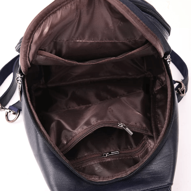 Marzen Genuine Leather Anti Theft Backpack with Soft Sheepskin Design and Secure Back Zipper