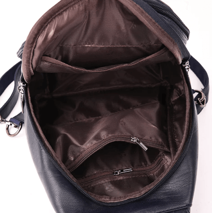 Marzen Genuine Leather Anti Theft Backpack with Soft Sheepskin Design and Secure Back Zipper