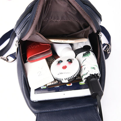 Marzen Genuine Leather Anti Theft Backpack with Soft Sheepskin Design and Secure Back Zipper