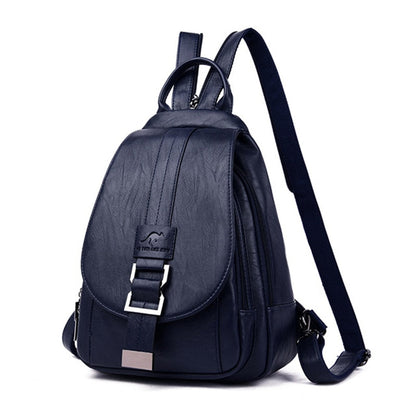 Marzen Genuine Leather Anti Theft Backpack with Soft Sheepskin Design and Secure Back Zipper