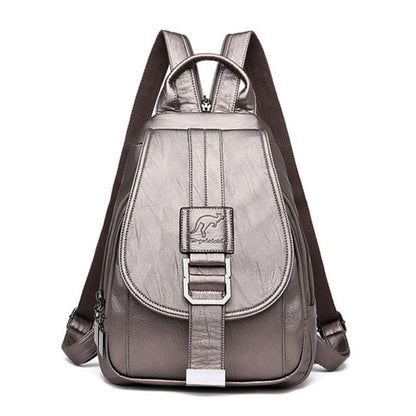 Marzen Genuine Leather Anti Theft Backpack with Soft Sheepskin Design and Secure Back Zipper