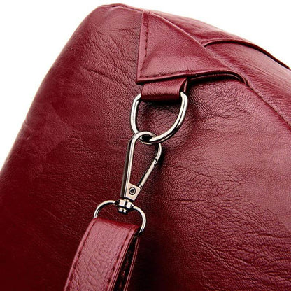 Marzen Genuine Leather Anti Theft Backpack with Soft Sheepskin Design and Secure Back Zipper