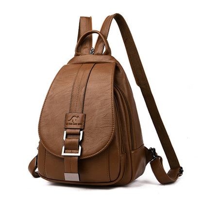 Marzen Genuine Leather Anti Theft Backpack with Soft Sheepskin Design and Secure Back Zipper