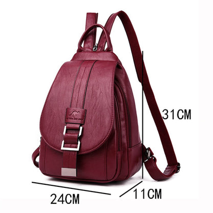 Marzen Genuine Leather Anti Theft Backpack with Soft Sheepskin Design and Secure Back Zipper