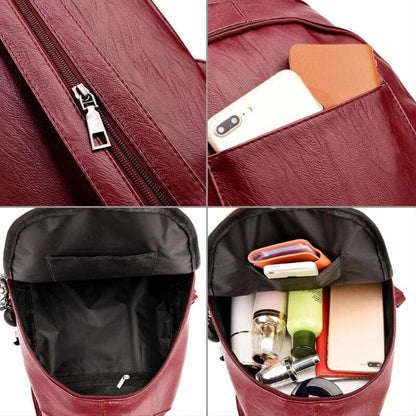 Marzen Genuine Leather Anti Theft Backpack with Soft Sheepskin Design and Secure Back Zipper