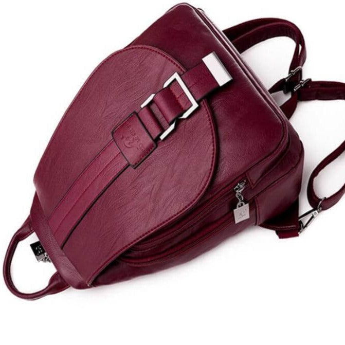 Marzen Genuine Leather Anti Theft Backpack with Soft Sheepskin Design and Secure Back Zipper