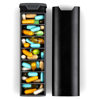 MediEase Weekly Pill Organizer Wooden Aluminum Pill Box