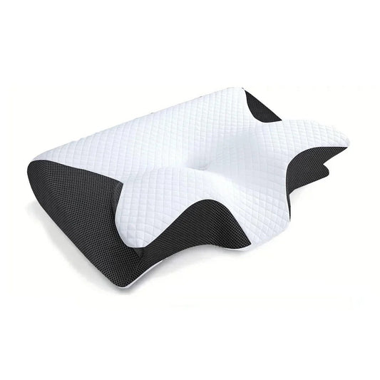 Almohada cervical de espuma viscoelástica, cojín contorneado para dormir, gris