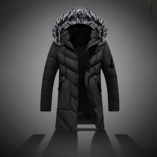 Chaqueta de invierno con capucha para hombre, abrigo cálido forrado para climas fríos con bolsillos