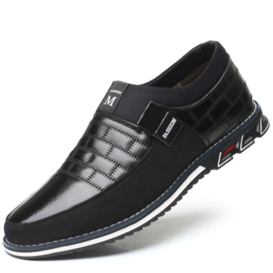 Men's Classic Leather Loafers with Breathable Perforated Upper and Cushioned Insole