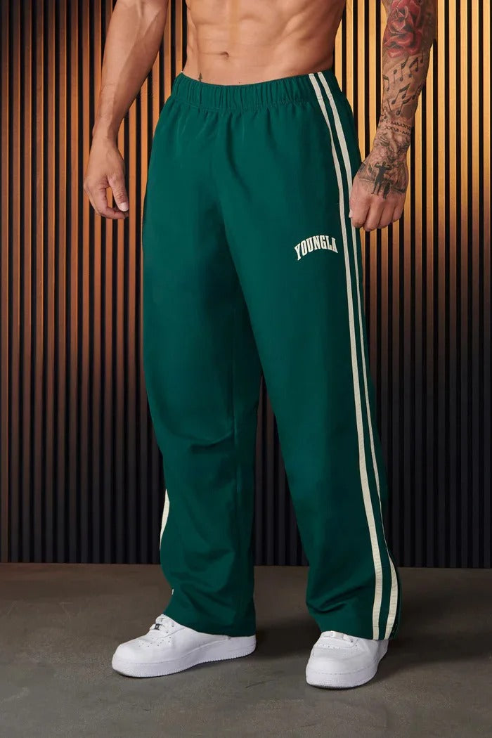 Men's Double Stripe Track Pants with Flexible Waistband